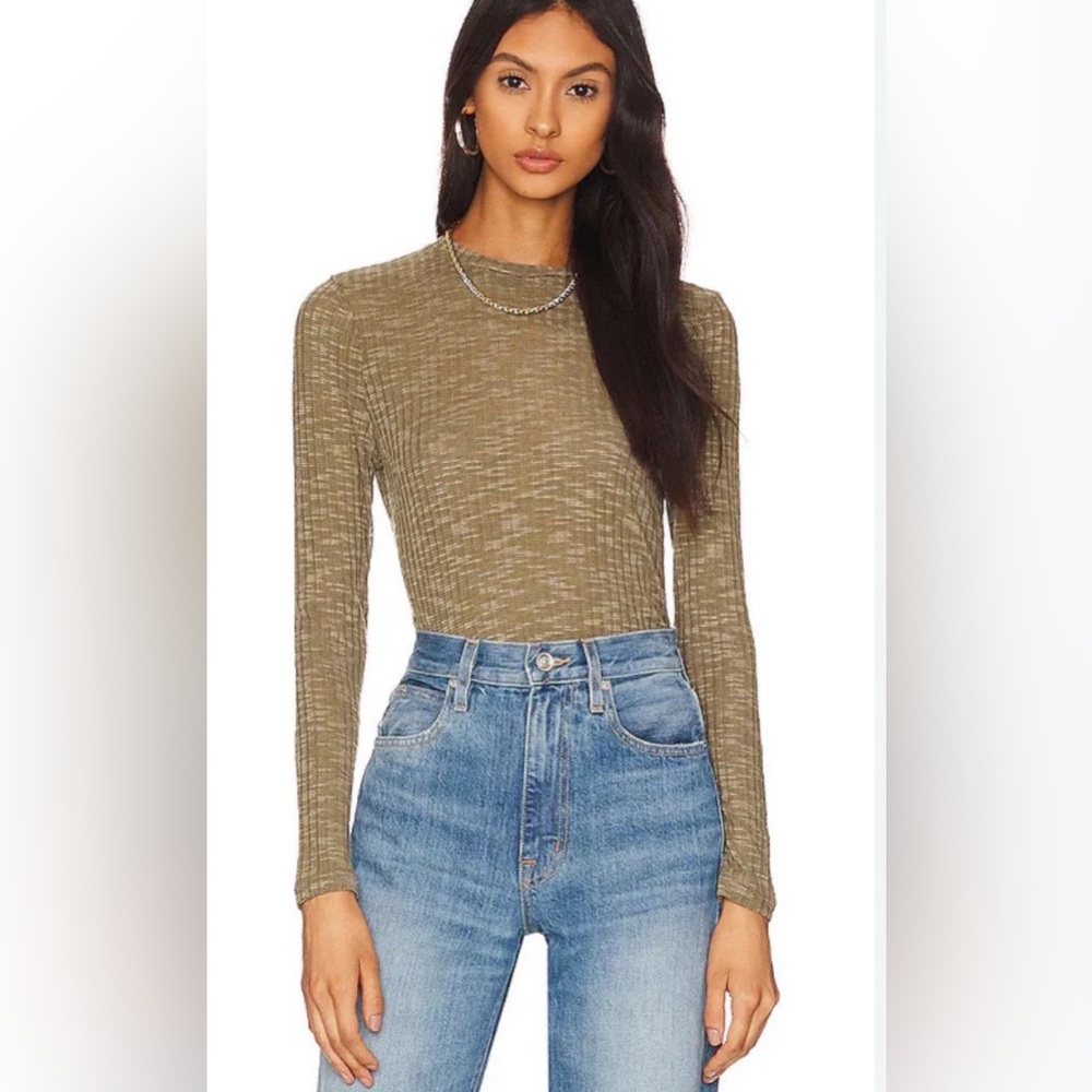 FREE PEOPLE Aura Layering Top in Deep Army Green Sz S EUC